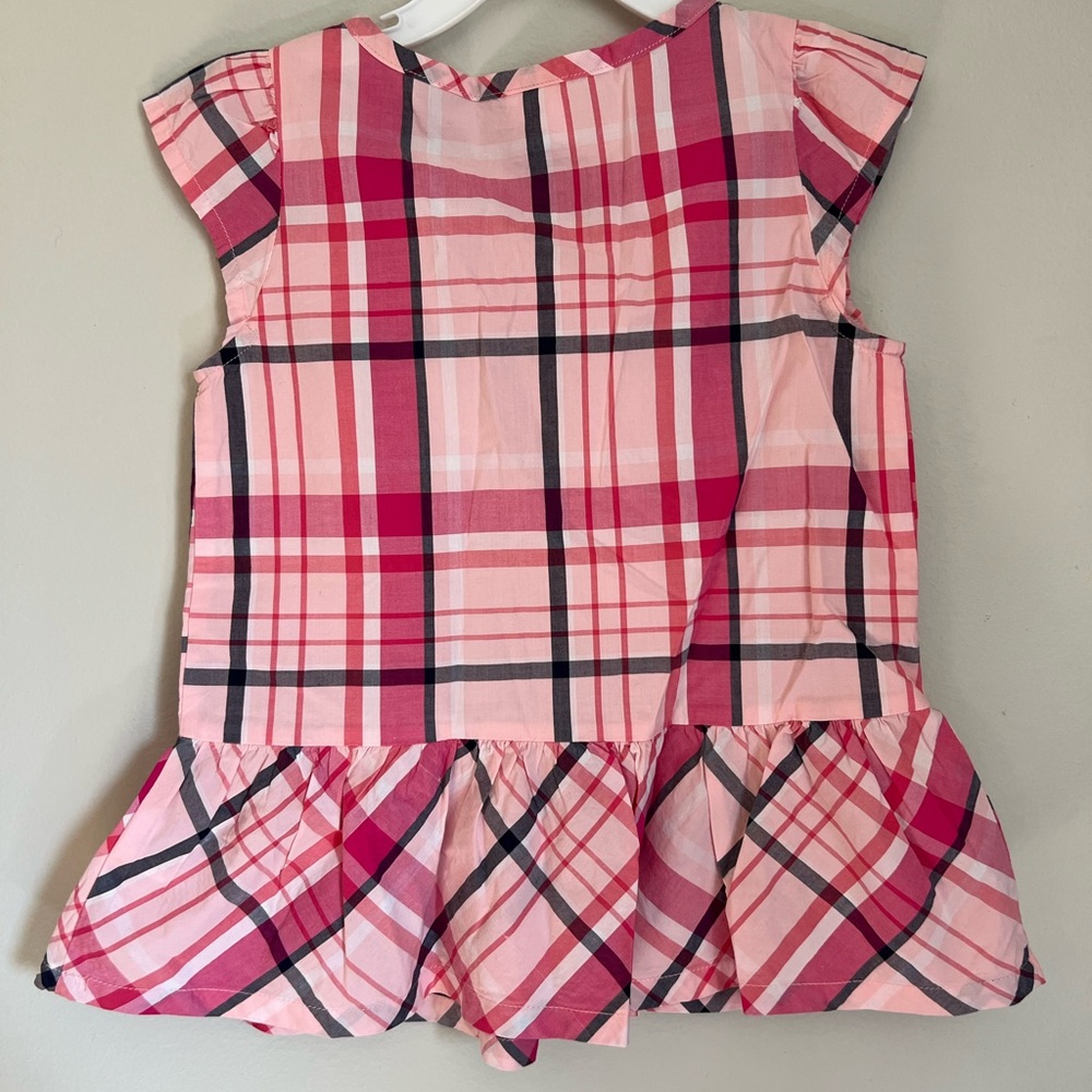 Gymboree Pink and Black Plaid Blouse with‎ Ruffled Hem NWT - Picture 7 of 7